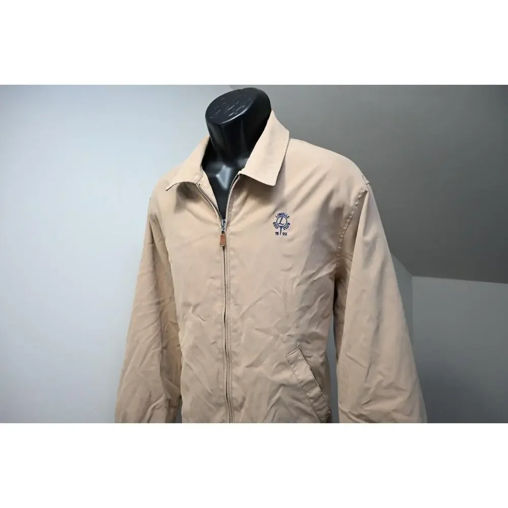 Peter Millar Lined Light Weight Golf Jacket Beige Pull Over Mens Size Large‎